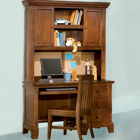 Desk and Hutch Combo with 3 Drawers, 2 Shelves and 2 Doors